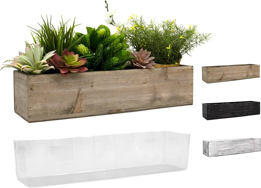 CYS EXCEL Brown Wooden Planter Box (17"x5" H:4") with Removable Plastic Liner | Multiple Colors R... | Amazon (US)