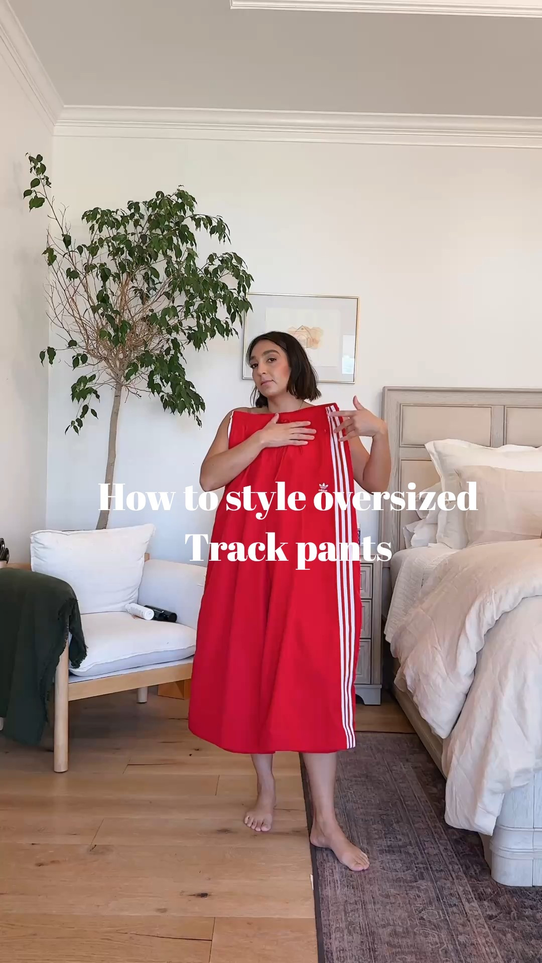 Multiple ways to style/elevate wide leg track pants 