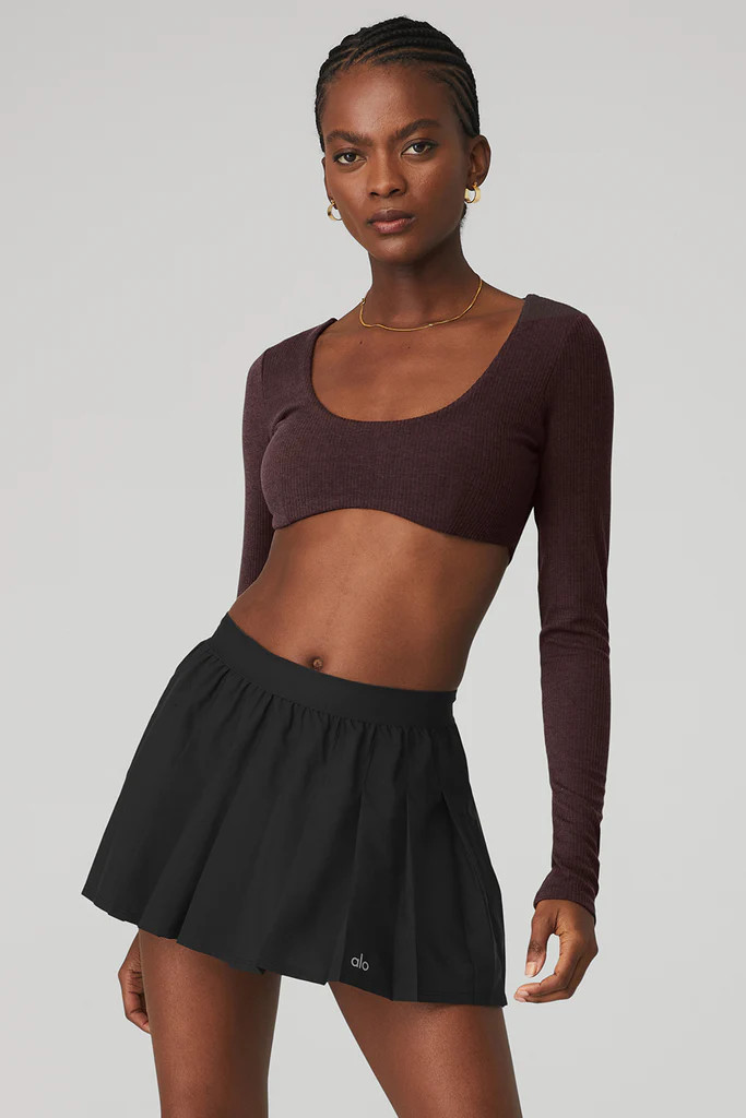 Ribbed Defined Long Sleeve Bra - Raisin | Alo Yoga (US)