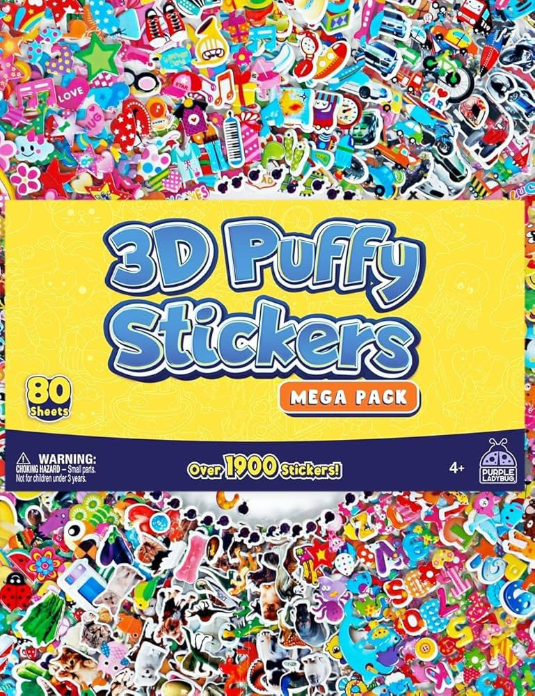 Puffy Stickers for Kids - 80 Different Foam Sticker Sheets with Over 1900 3D Stickers for Kids Ag... | Amazon (US)