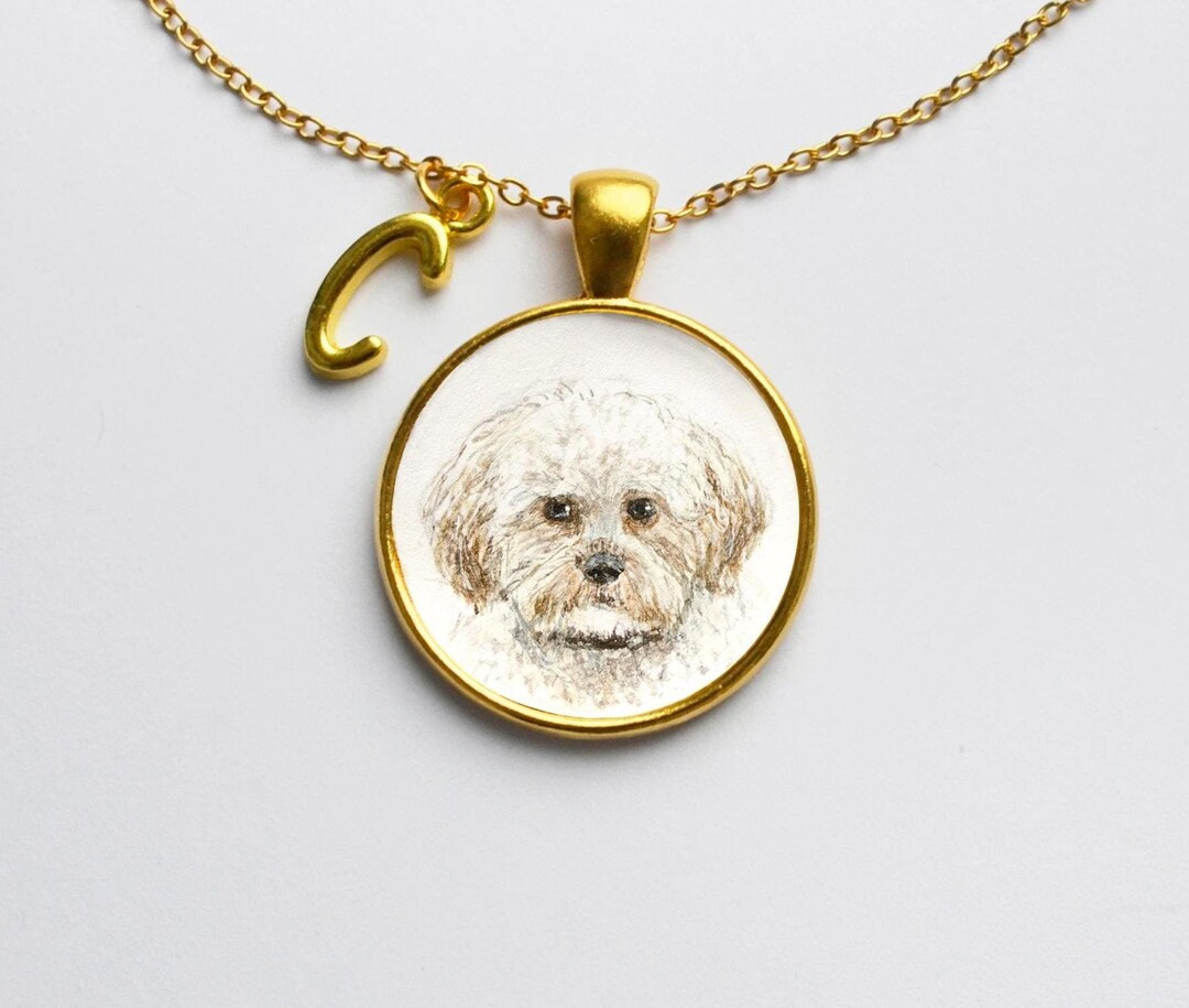 Custom Dog Portrait Necklace Dog Necklace Hand Painted Dog Necklace Watercolor Dog Necklace Custo... | Etsy (US)