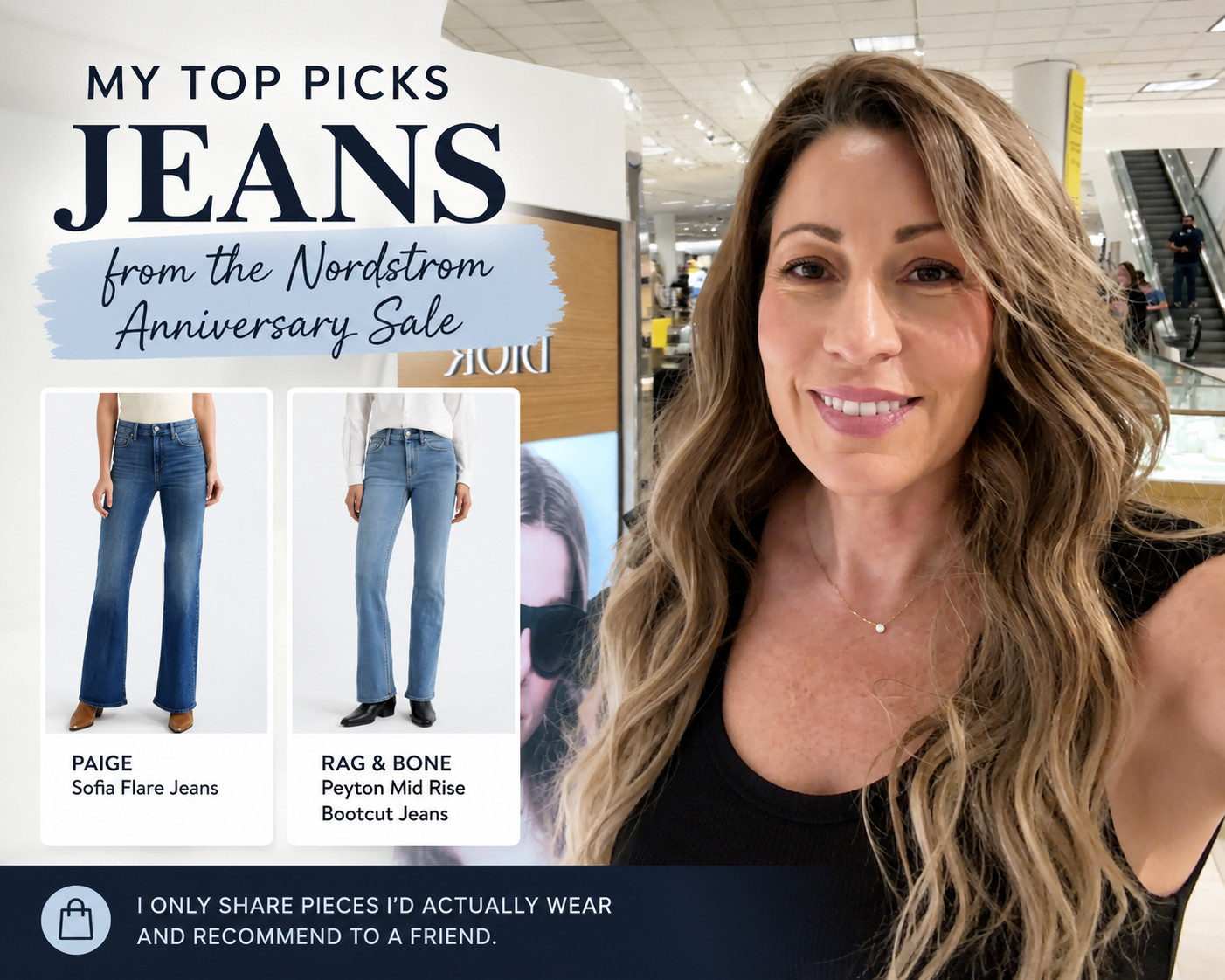 👖 Finding jeans that actually fit well after 40 can feel impossible... but I found a few standouts at the Nordstrom Anniversary Sale.

These are the pairs I kept coming back to because they fit beautifully, feel comfortable, and are styles I can see myself reaching for year after year.

✨ My favorites include:
• PAIGE Sofia Flare Jeans
• Rag & Bone Peyton Mid Rise Bootcut Jeans

If you're building a timeless wardrobe, I'd start here.

Everything is linked in my LTK and Nordstrom storefront while the sale is live. 🤍

Which style are you? 👇
👖 Flare
👖 Bootcut
👖 Straight Leg

#NordstromAnniversarySale #NordstromStyle #JeansOver40 #ClassicStyle #StyleOver40 #WardrobeEssentials #TimelessStyle #LTKCreator #FashionOver40 #DenimStyle 

 #LTKootd #LTKOver40 #LTKSaleAlert