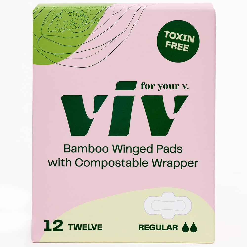 Viv for Your V Bamboo Pads | Biodegradable Menstrual Pads for Period & Leak Protection with Wings... | Amazon (US)