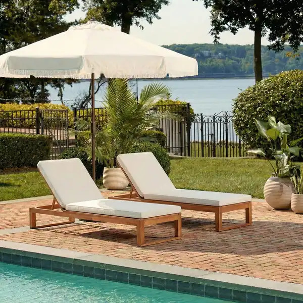 SAFAVIEH Outdoor Solano Sun Lounger - 24.8" W x 80.9" L x 37.4" H - Natural/Beige | Bed Bath & Beyond