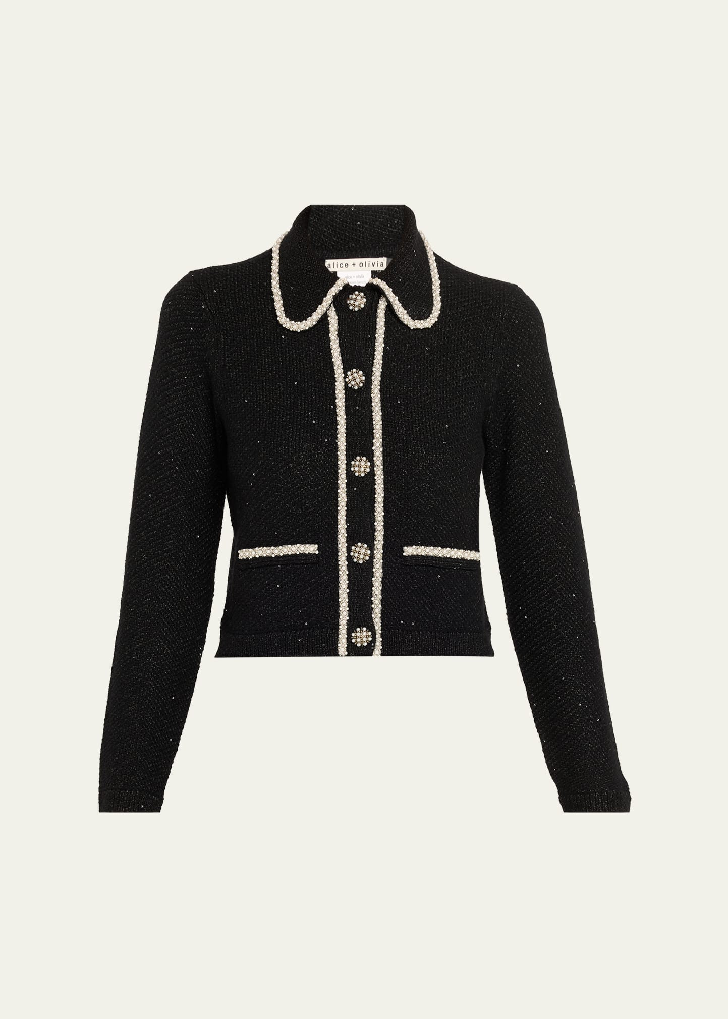 Alice + Olivia Noella Sequined Wool-Blend Cardigan | Bergdorf Goodman
