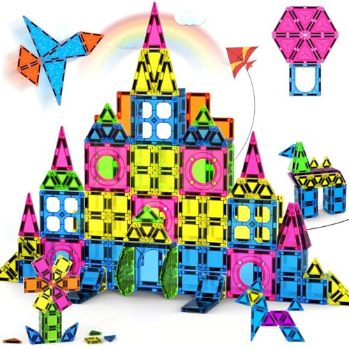 Ronqs 250 PCS 3D STEM Educational Magnetic Tiles for Kids Magnetic Blocks for Kids Magnetic Building Blocks Set | Amazon (US)