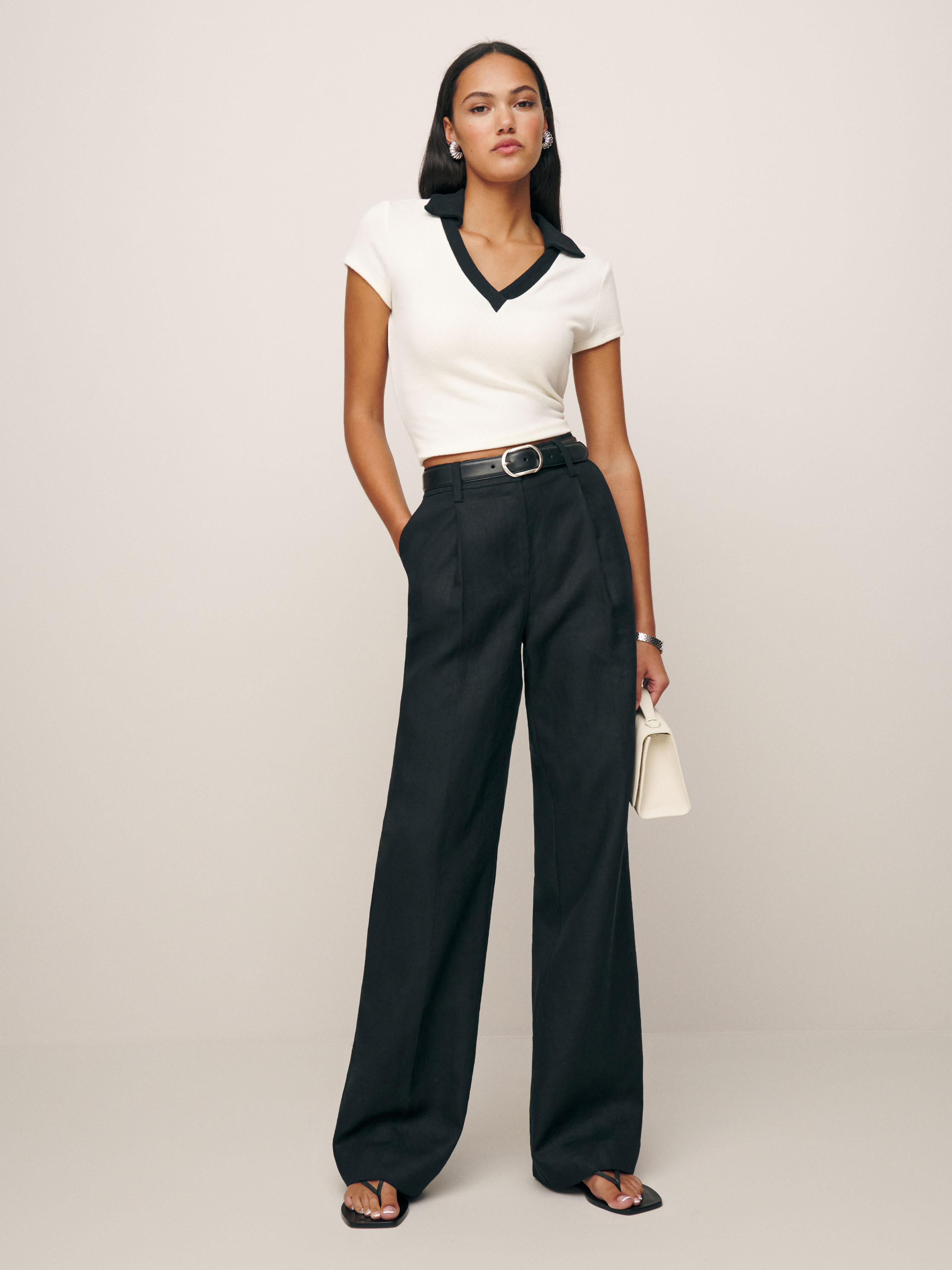 Alex Linen Mid Rise Pant | Reformation (Global)