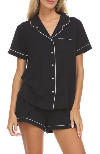 Flora By Flora Nikrooz Annie Shirt & Shorts 2-Piece Pajama Set in Black at Nordstrom Rack, Size Large | Nordstrom Rack