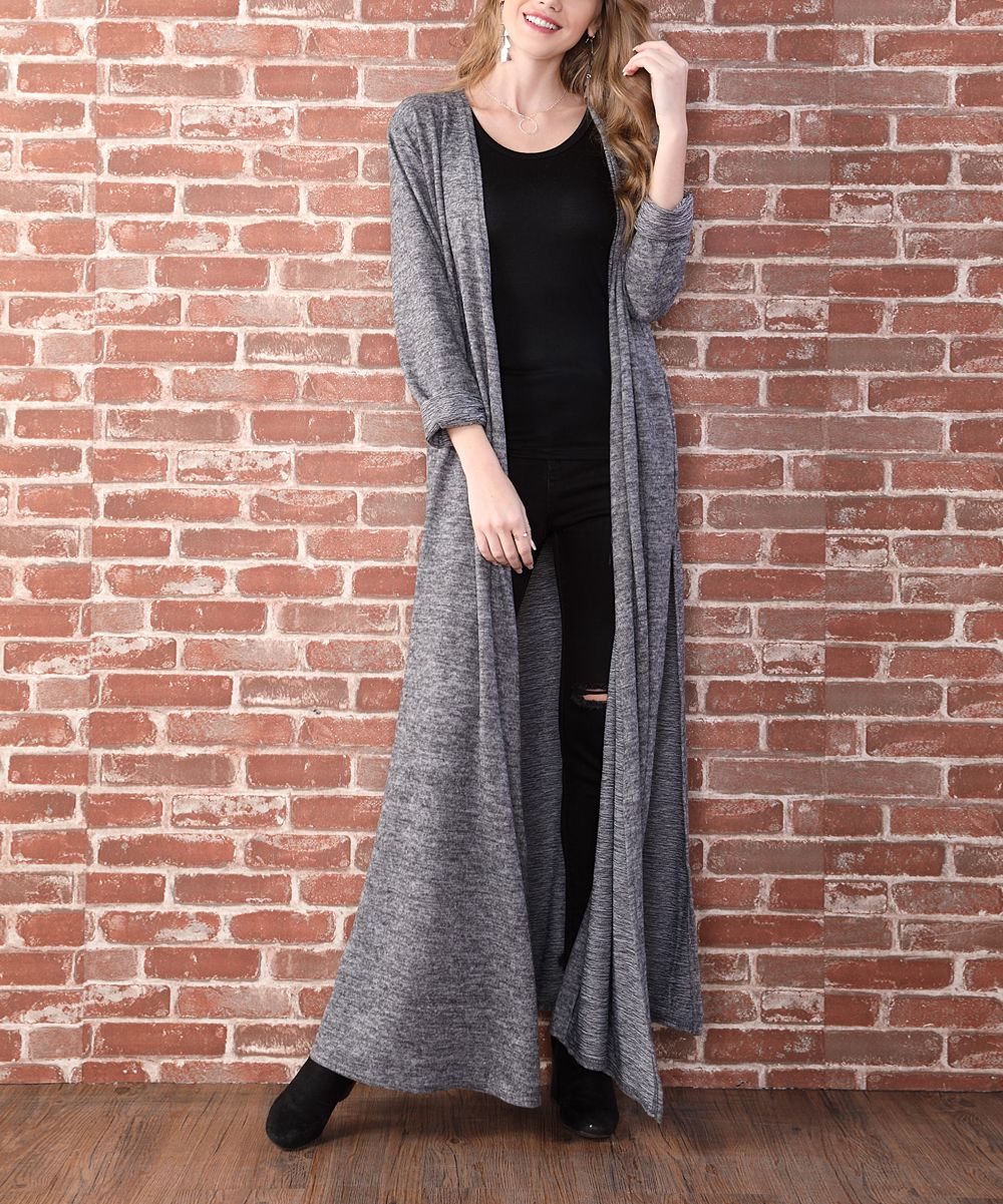 Beyond This Plane Women's Dusters Grey - Gray Pocket Longline Open Cardigan - Women & Plus | Zulily