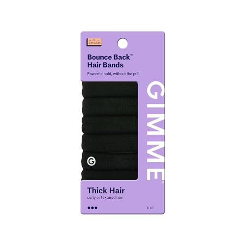 Gimme Beauty Thick Hair Extra Stretch Bands - Patent-Pending Design for Maximum Hold - Premium Ties for Thick & Curly Hair - Sleek & Strong Hold - Black, 6 Pack | Amazon (US)
