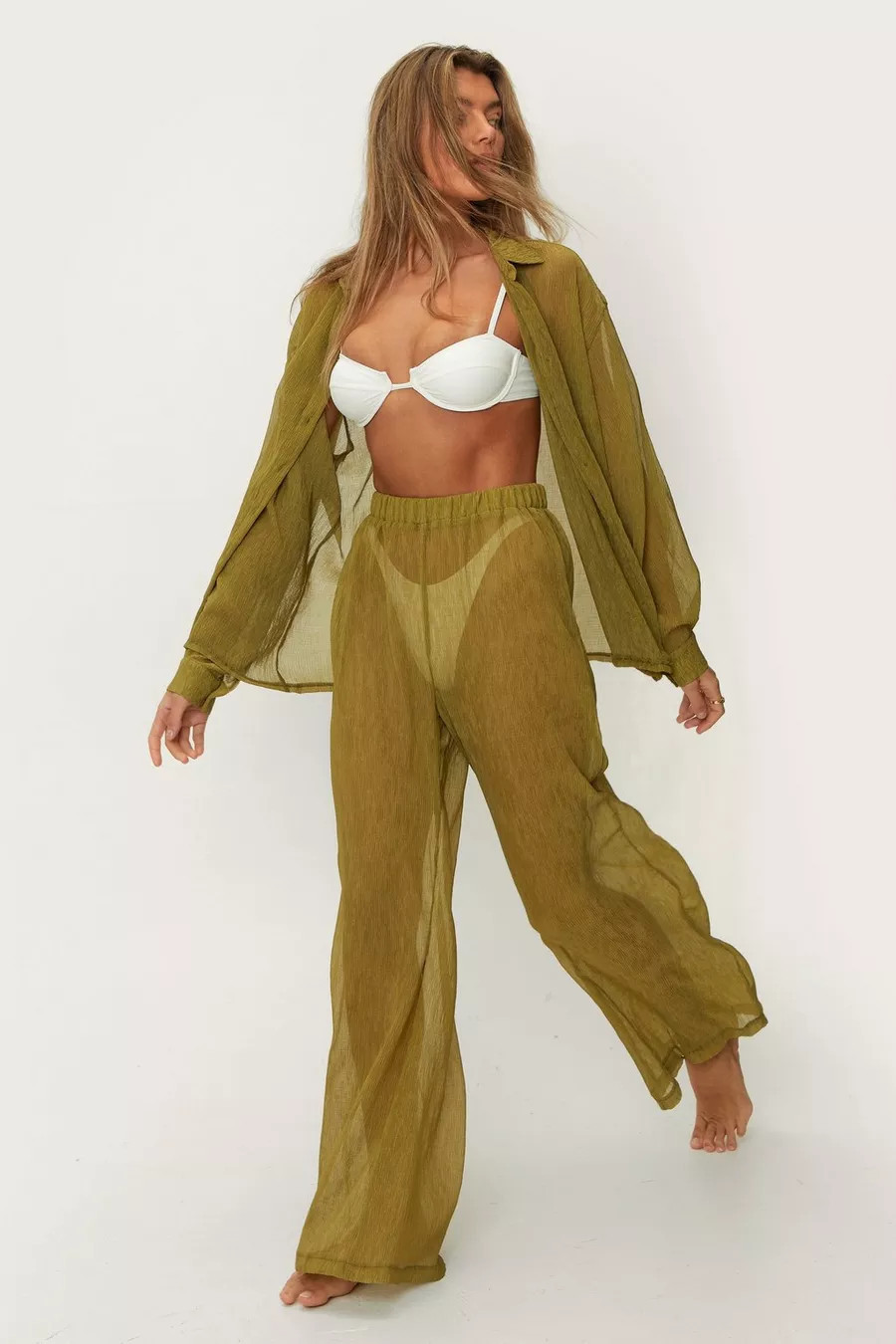 Plisse Wide Leg Beach Pants | Nasty Gal US