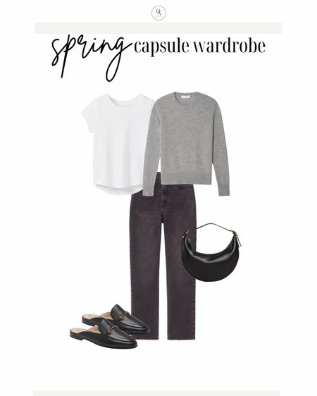 Cashmere sweater outfit for spring 

The Spring Capsule Wardorbe is here! 18 pieces to make getting dressed easy, decrease decision fatigue and reduce your mental load this spring. All at a modest price point with all items including trench under $150.

1. Basic white tshirt
2. Cashmere sweater
3. Striped sweater
4. White button down
5. Black denim
6. Cream pants (not shown but linked)
7. Wide leg denim
8. Black blazer
9. Trench coat
10. Black mules
11. Cognac sandals
12. Black sling backs
13. Sneakers
14. Chain necklace
15. Black purse 
16. Black crossbody (not shown)
17. Cognac tote
18. Sunglasses

spring outfits, spring capsule, what to wear for spring, spring outfits for women, travel spring outfits, spring essentials, sprint closet essentials, spring wardrobe essentials

#LTKSpringSale #LTKSeasonal