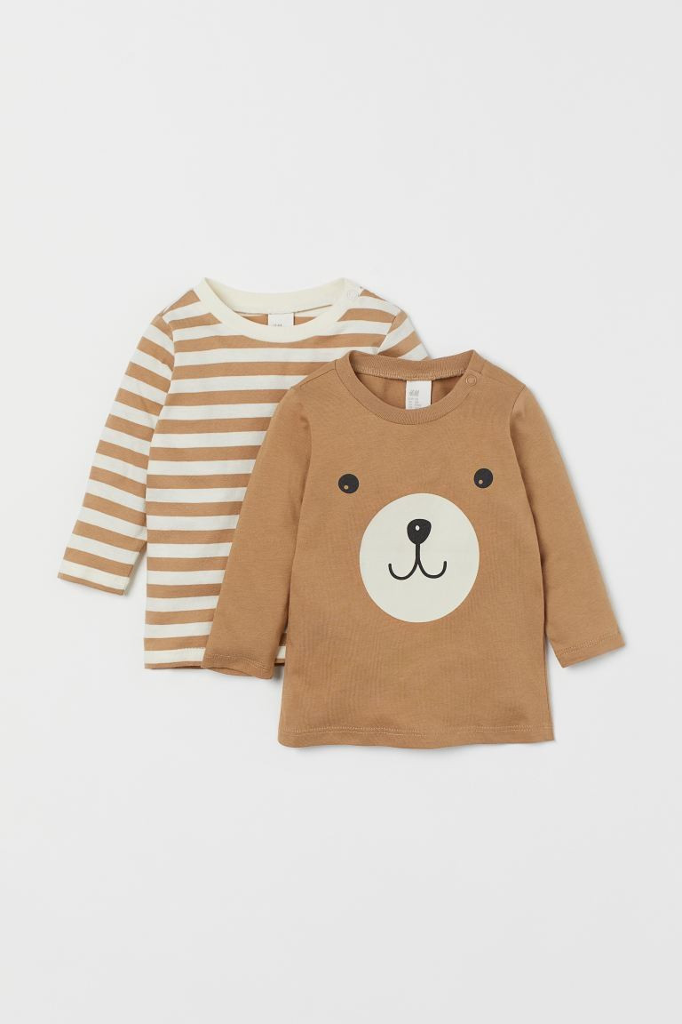 Long-sleeved shirts in soft cotton jersey with a snap fastener on one shoulder (sizes 1½-4Y with... | H&M (US + CA)