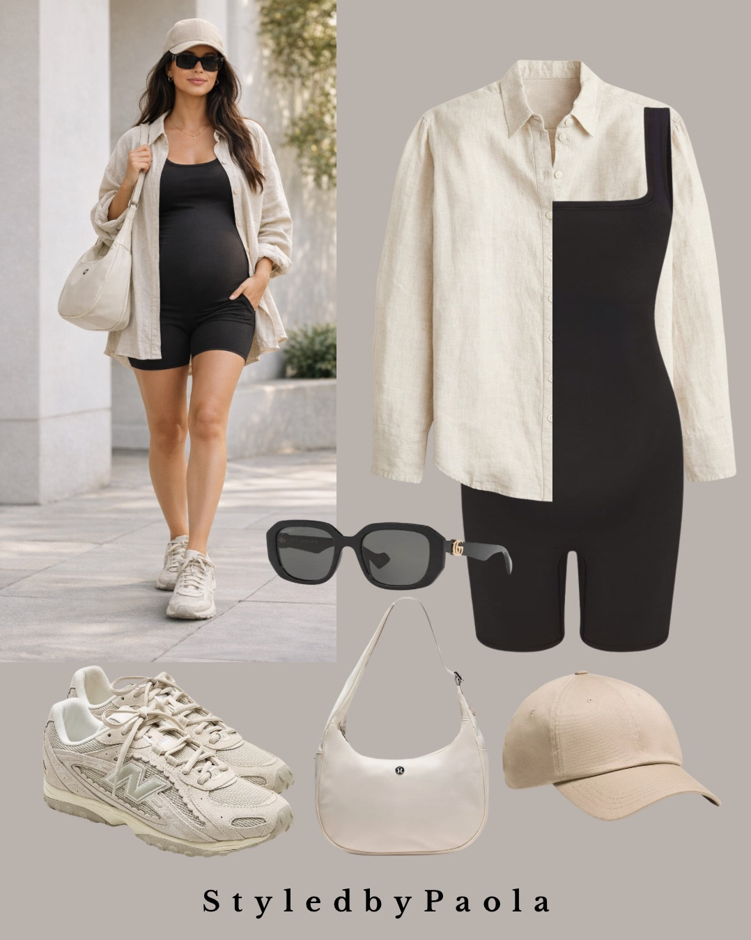 Effortless pregnancy outfit idea featuring a black romper, linen button-down shirt, New Balance sneakers, and neutral accessories. This minimal maternity look is perfect for casual everyday wear, errands, and comfortable yet stylish outfits for moms-to-be. 

Linked beloww

#LTKBump #LTKU #LTKSeasonal