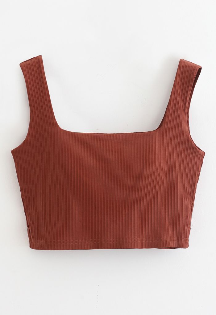 Simple Lines Bandeau Tank Top in Rust Red | Chicwish
