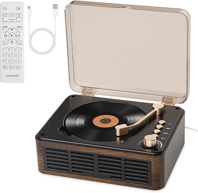 Gueray CD Player with Speakers HiFi Stereo Sound for Home,Bluetooth Retro Wood Nostalgic CD Music... | Amazon (US)