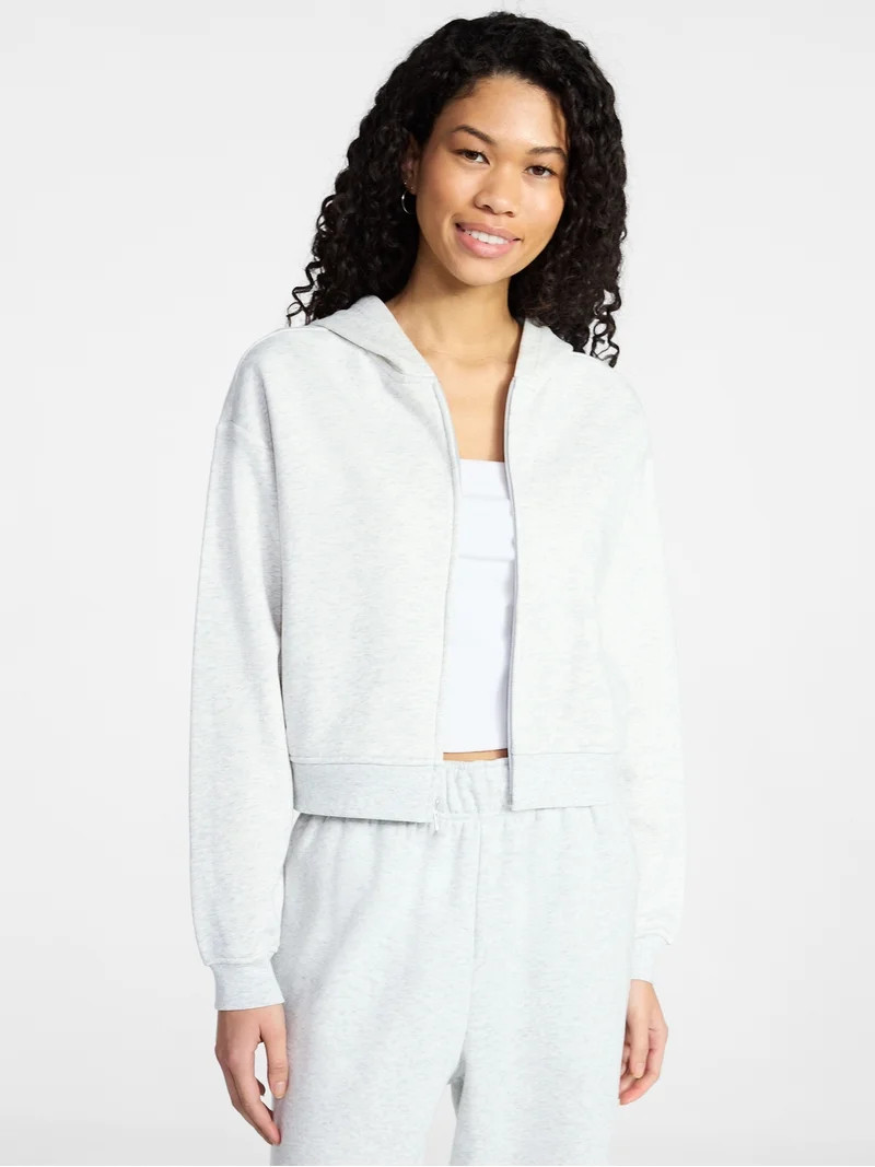 No Boundaries Boxy Zip-Up Hoodie, Women's XXS-XXL | Walmart (US)