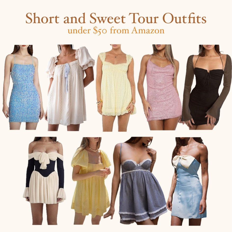 SHORT N SWEET TOUR OUTFITS FROM AMAZON

going out, party outfit, sequin outfit, black and white lace dress, white dress, black dress, pink dress, blue dress,



#LTKFindsUnder50