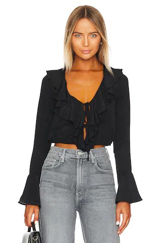 MORE TO COME Denise Ruffle Tie Top in Black from Revolve.com | Revolve Clothing (Global)