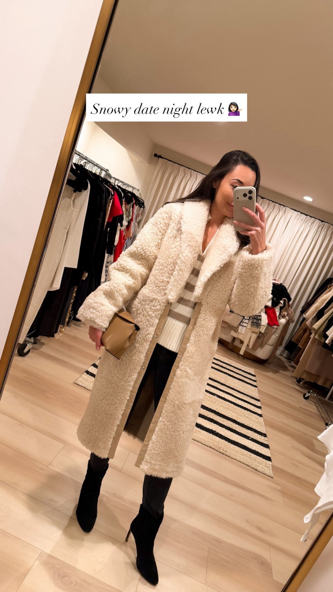 Winter outfit, coat is from IRO years ago similar below! Ivory shearling coat, black booties. 

#LTKgrwm #LTKootd #LTKSeasonal