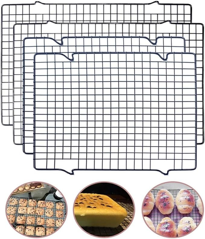 Tebery 4 Pack Cooling Racks Set Baking Racks - 16" x 10" & 11" x 10" (Black) | Amazon (US)