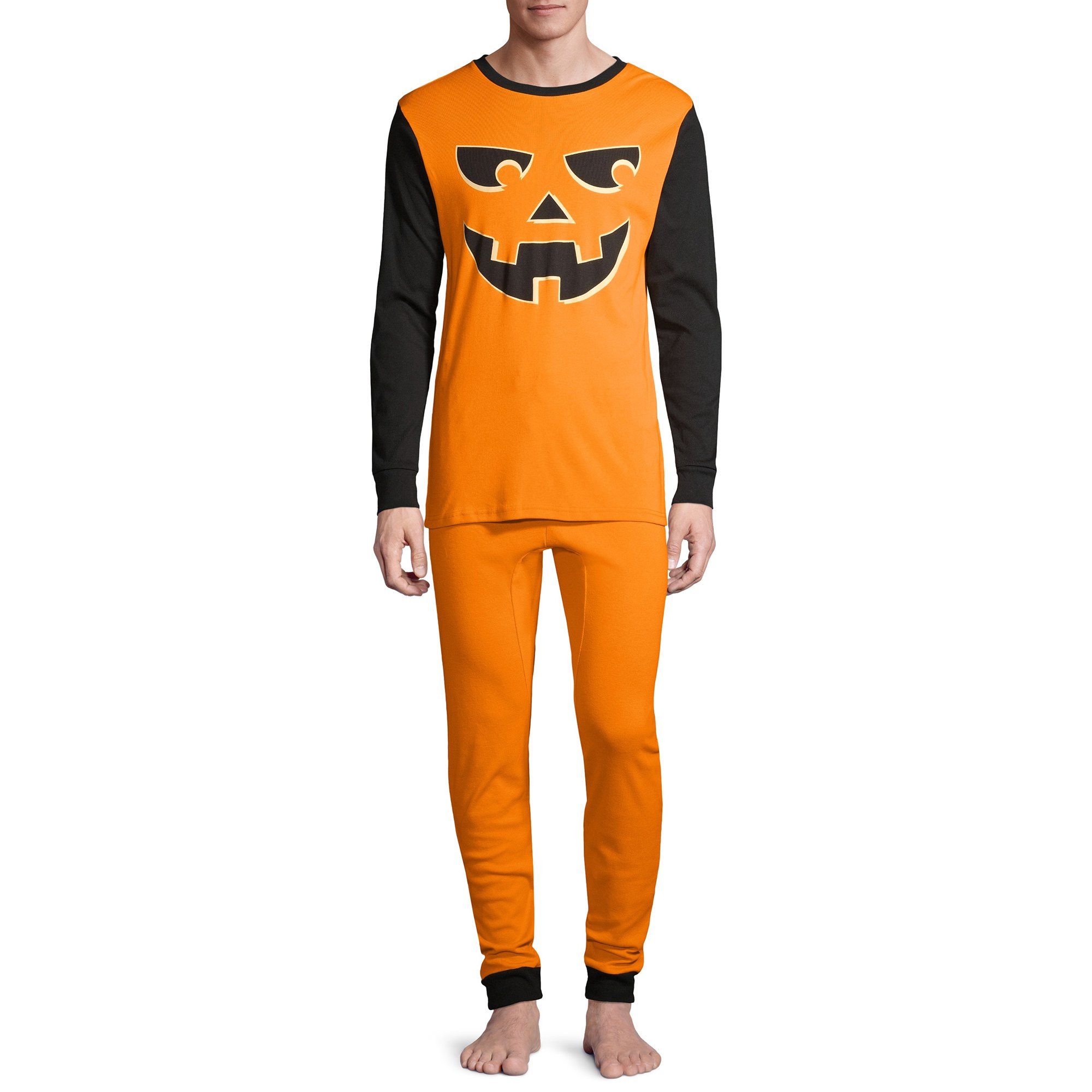 Men's Matching Family Halloween Pajamas Jack-O'-Lantern, 2-Piece Set | Walmart (US)