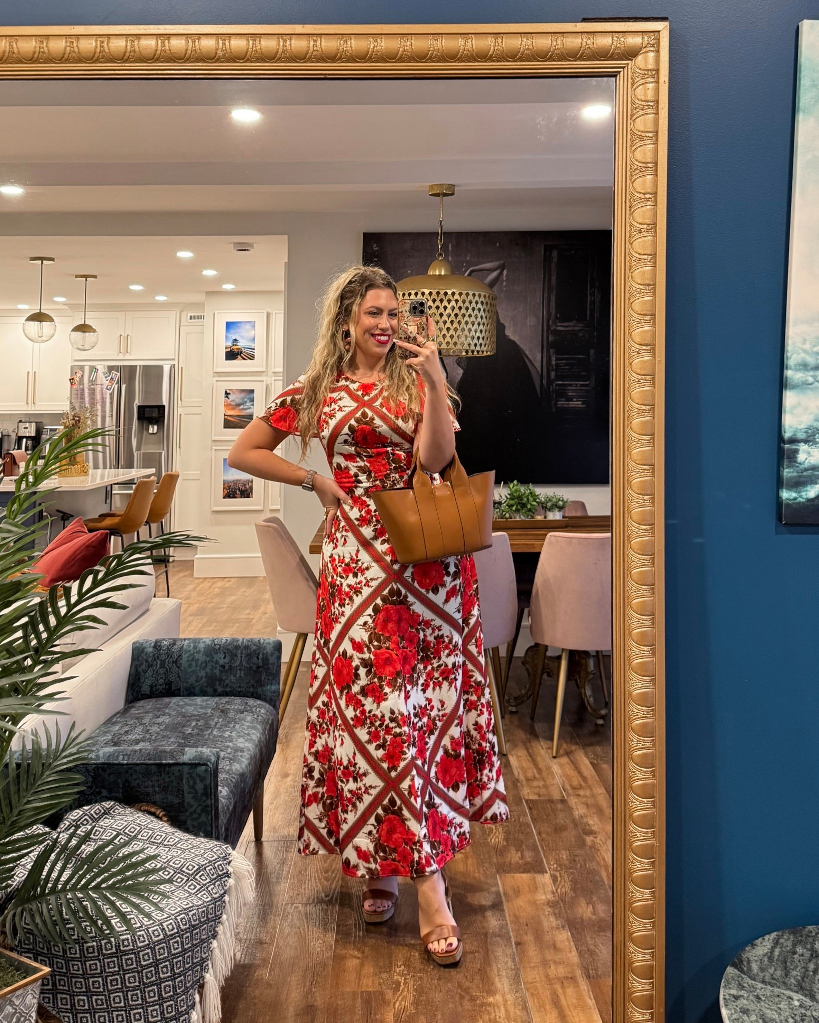 Hill house Davina dress wearing a large, Forlanya earrings, fall outfit, fall wedding guest dress

#LTKStyleTip #LTKMidsize #LTKSeasonal