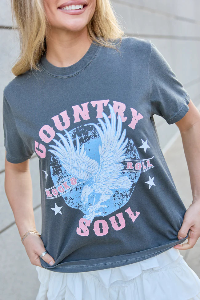 Country Soul Dark Grey Graphic Tee | Pink Lily