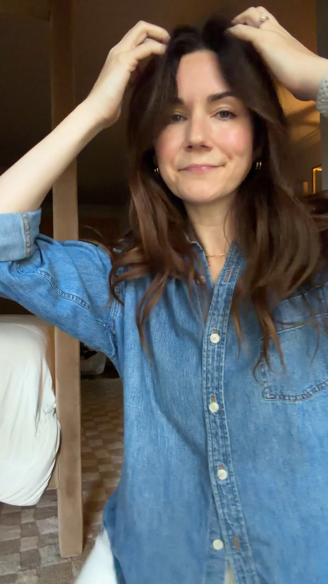 Every day casual pre-fall outfit with hypoallergenic earrings, long denim shorts, and the best denim shirt.

#LTKgrwm #LTKmomlife