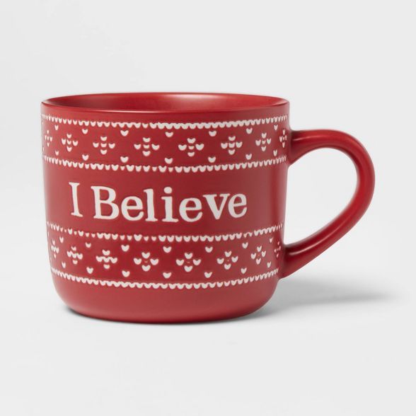 16oz Stoneware I Believe Christmas Mug Red - Threshold™ | Target