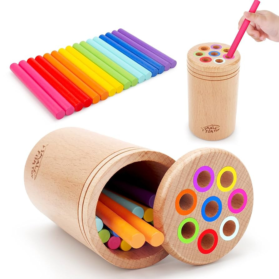 Montessori Toys for 1-3 Year Old: Wooden Learning Color Sorting Toys for Toddlers Age 1 2 3, Fine... | Amazon (US)