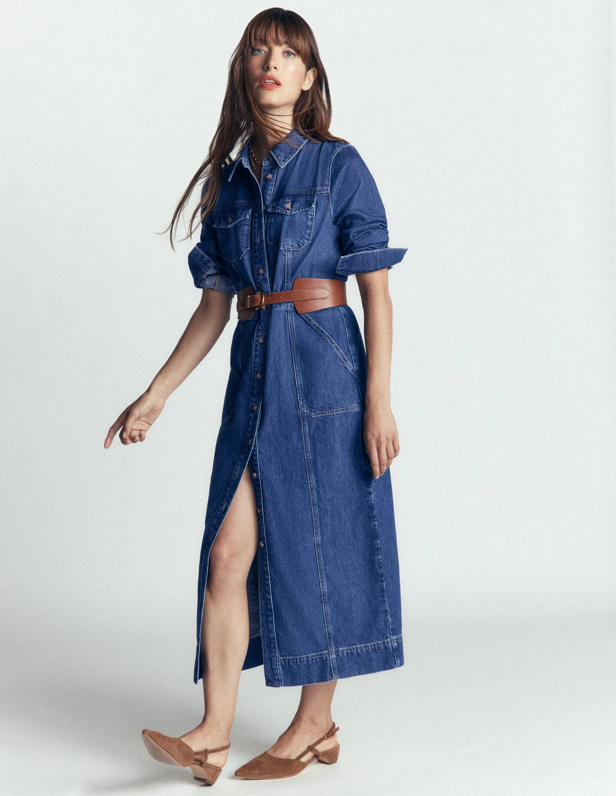 Fleur Denim Midi Dress-Mid Vintage Denim | Boden (US)