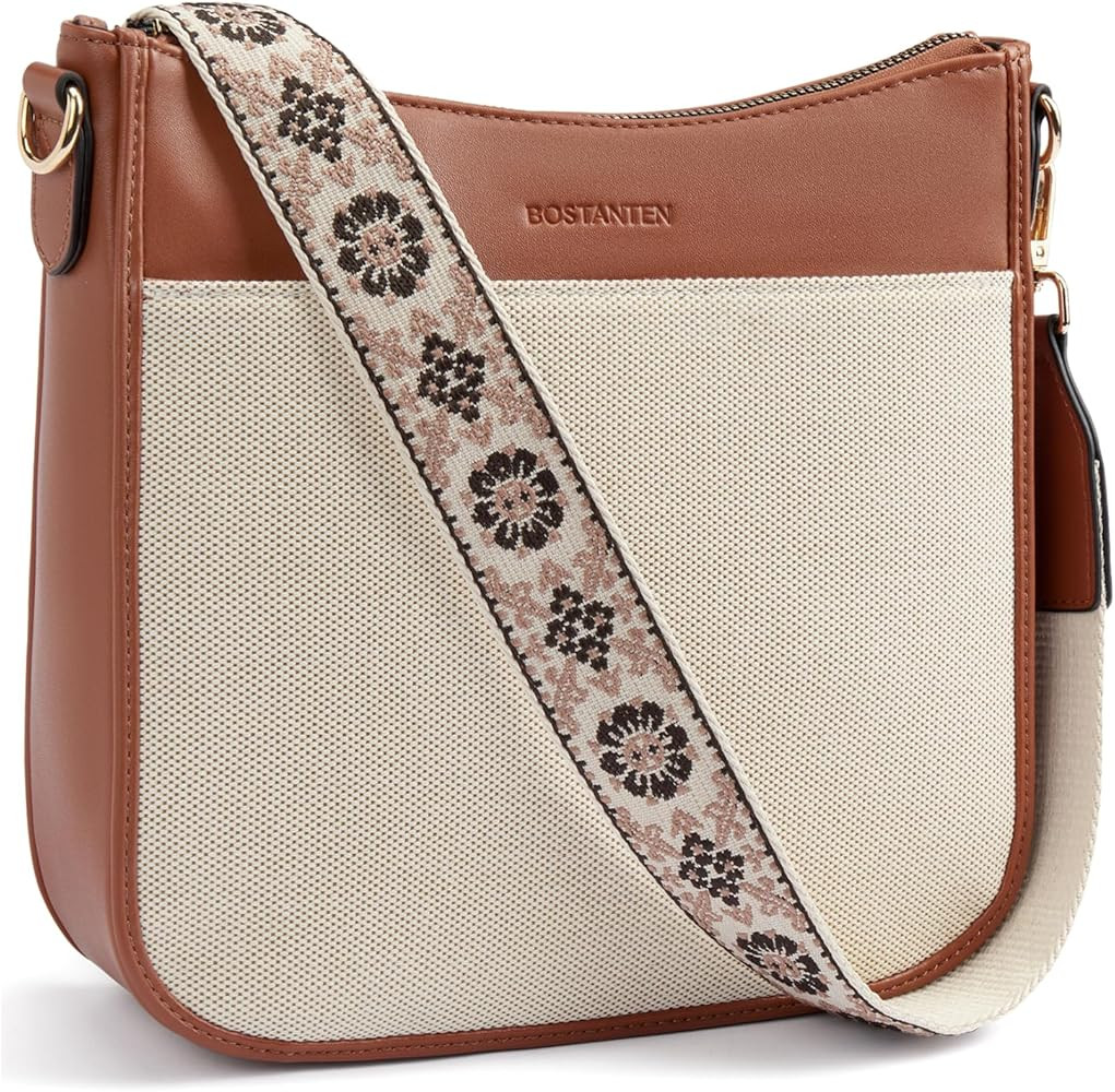 BOSTANTEN Crossbody Bags for Women Trendy Vegan Leather Hobo Purses Shoulder Handbags With Wide S... | Amazon (US)