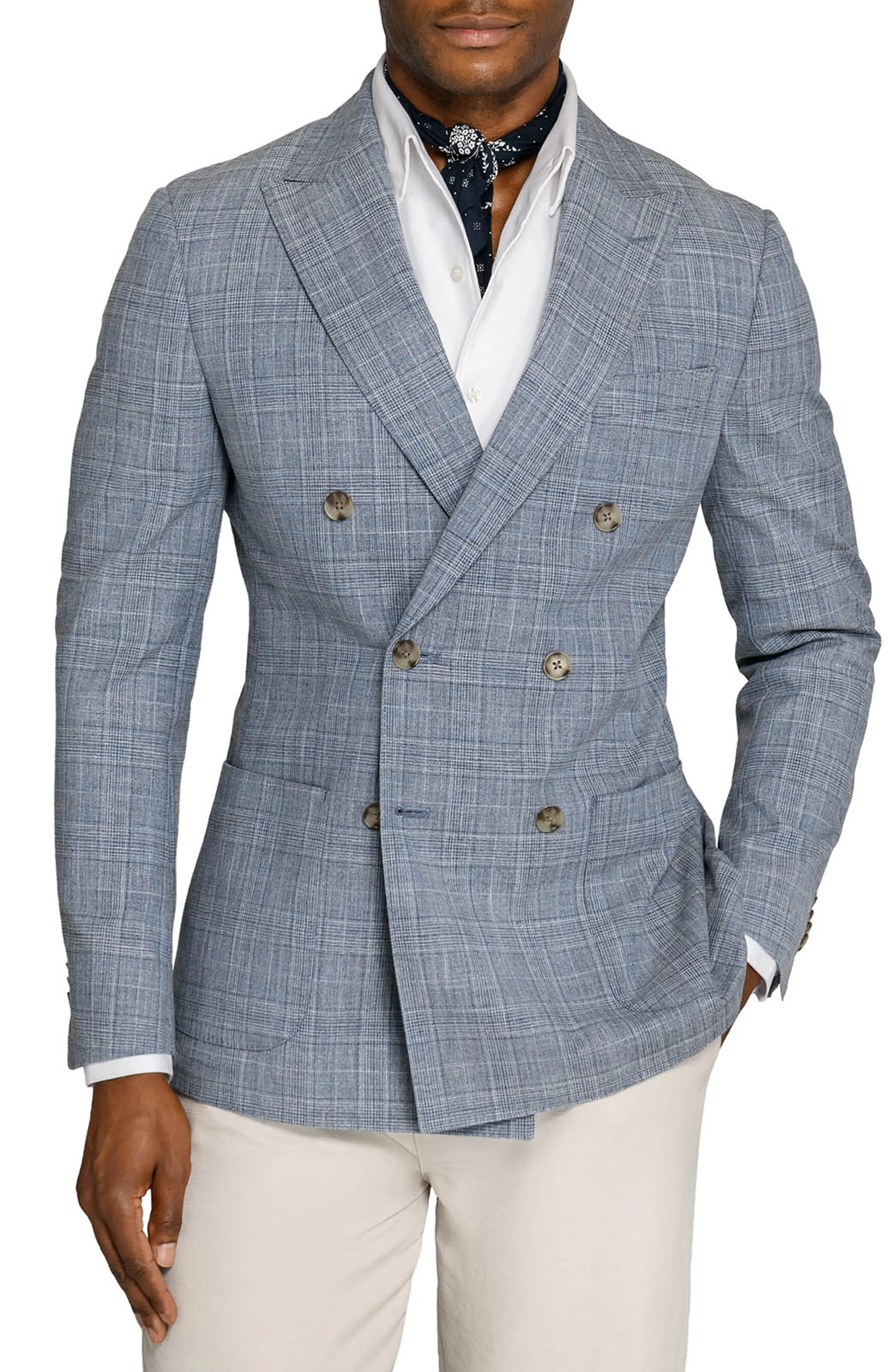 Brooklyn Brigade Douglas Double Breasted Plaid Blazer in Blue at Nordstrom, Size 38 | Nordstrom