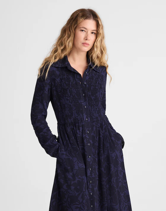 Smocked Midi Shirtdress | Madewell