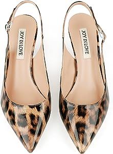 JOY IN LOVE Kitten Heels for Women Slingback Pumps Sandals Pointy Toe Pumps | Amazon (US)