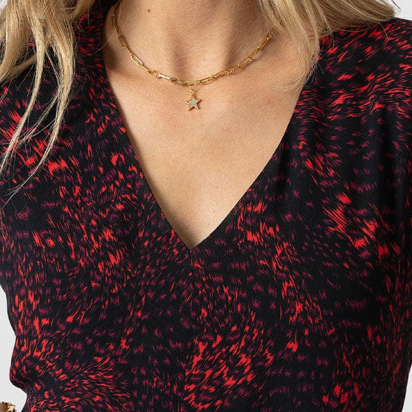 Allegra V Neck Dress - Red Fade Spot | Saint + Sofia