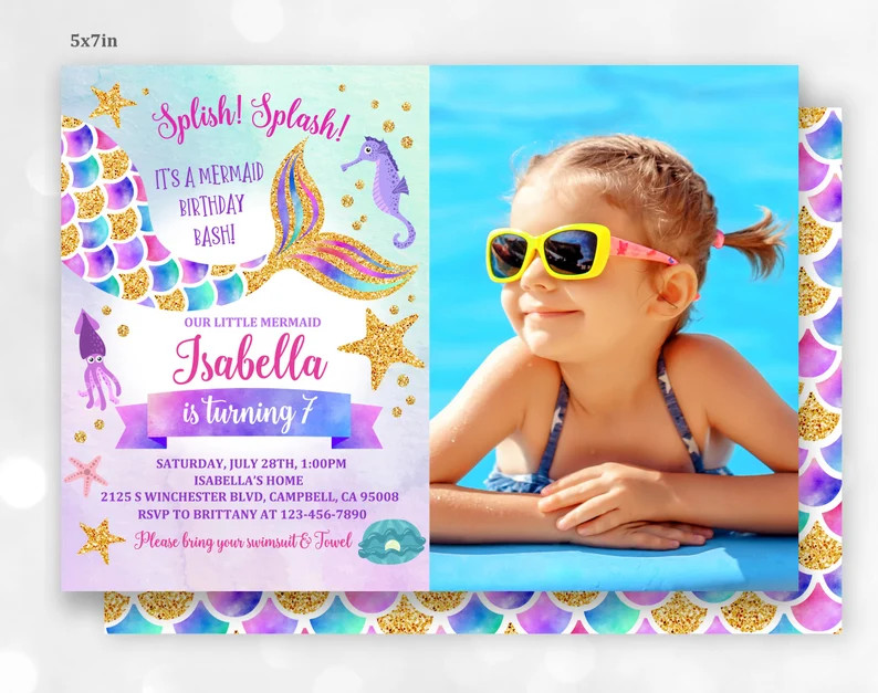 Mermaid Birthday Invitation Under the Sea Birthday Party | Etsy | Etsy (US)