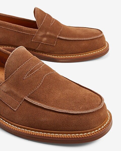 Genuine Suede Caramel Brown Loafer Dress Shoes | Express