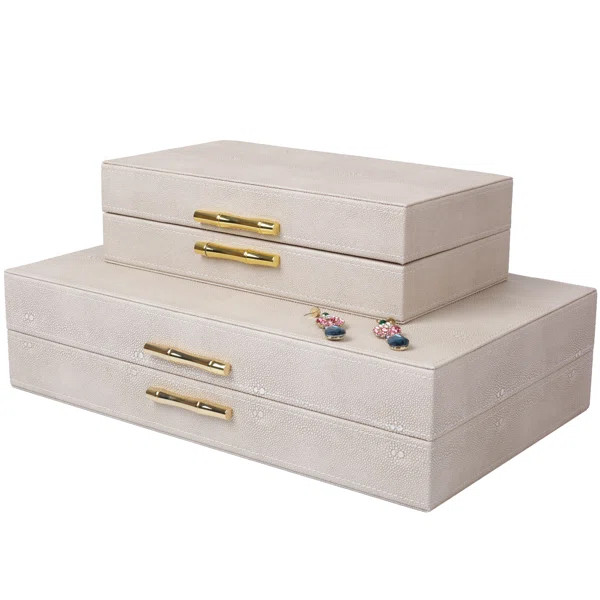 2 Piece Handmade Faux Leather Decorative Box Set | Wayfair North America