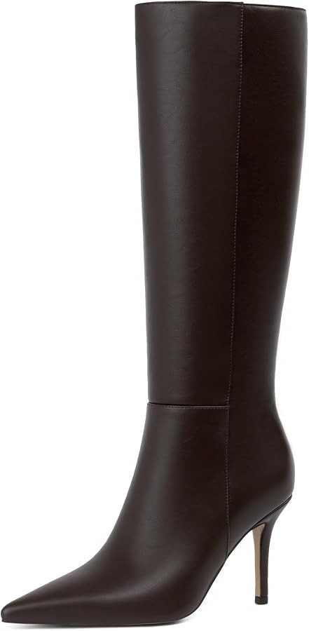 Easyfox Womens Knee High Boots Stiletto Heel Pointed Toe Tall Long Boots | Amazon (US)