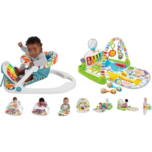 Fisher-Price Baby Portable Chair Deluxe Kick & Play Sit-Me-Up Floor Seat with Piano Learning Toy & Playmat Deluxe Kick & Play Piano Gym | Amazon (US)