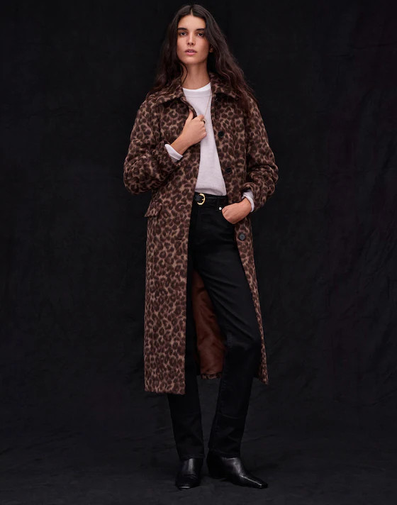 Single-Breasted Topcoat in Leopard Print | Madewell