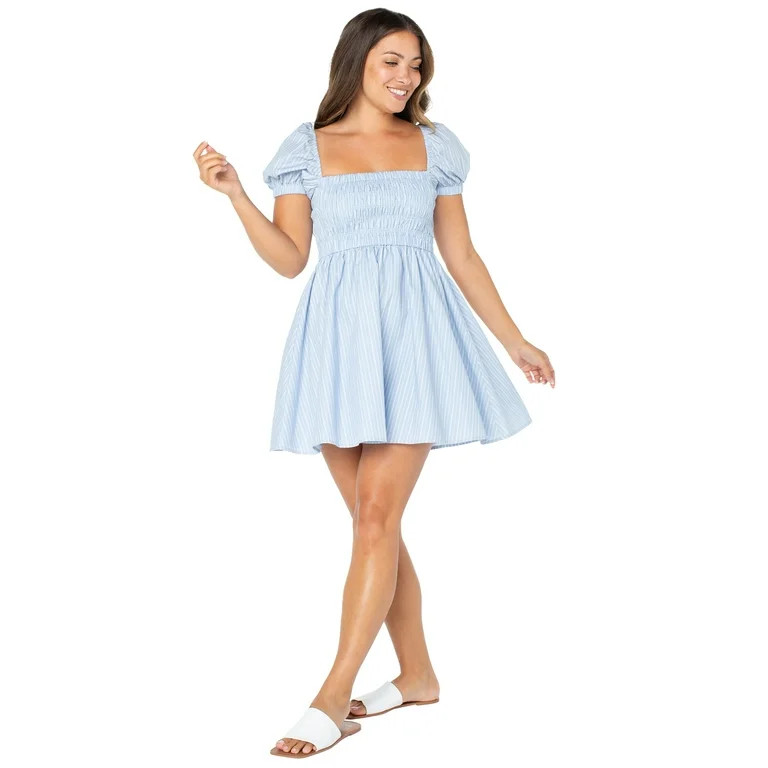 Celebrity Pink Womens Short Sleeve Smocked Mini Dress | Walmart (US)