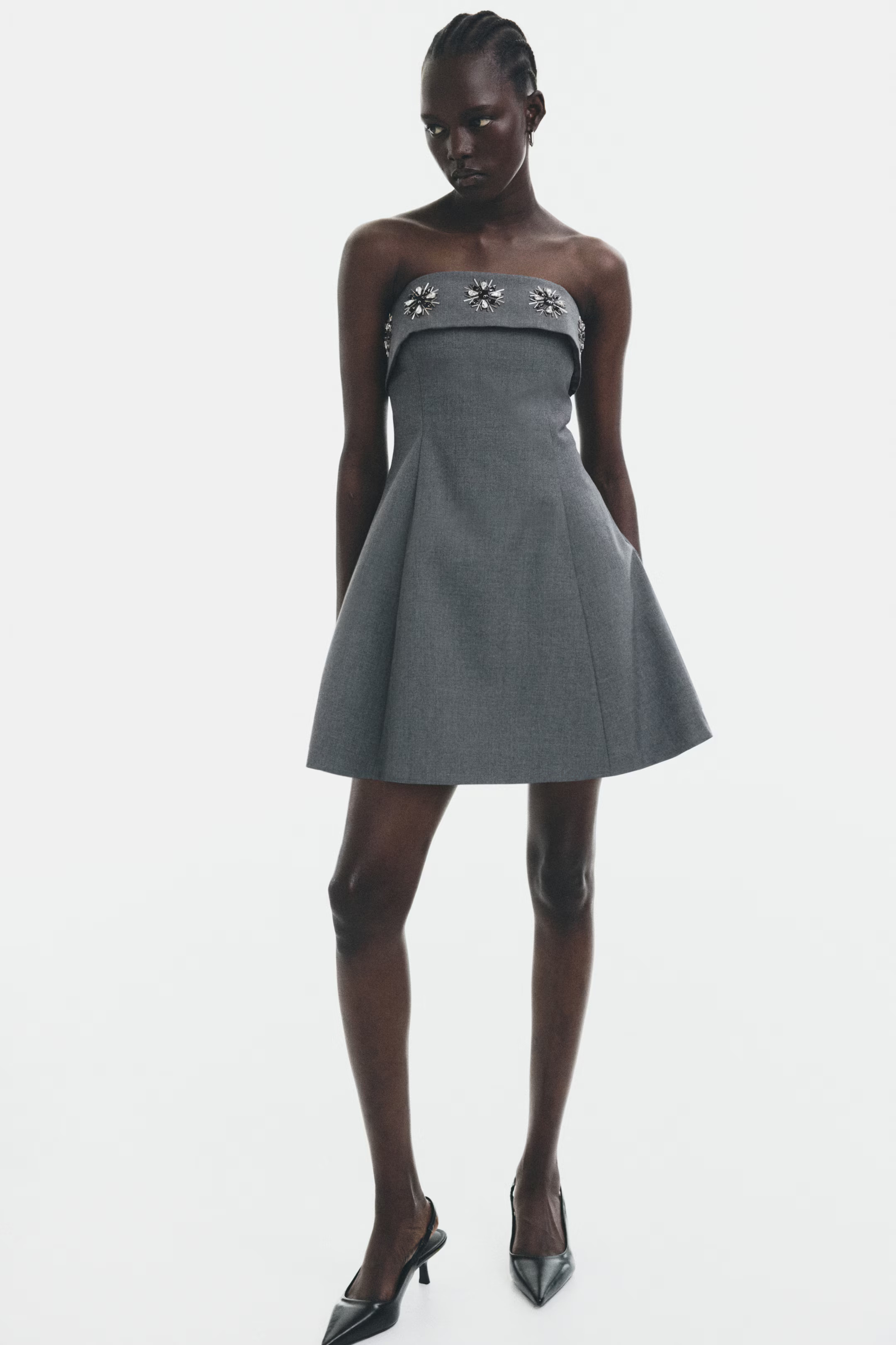 Rhinestone-Embellished Bandeau Dress | H&M (US + CA)