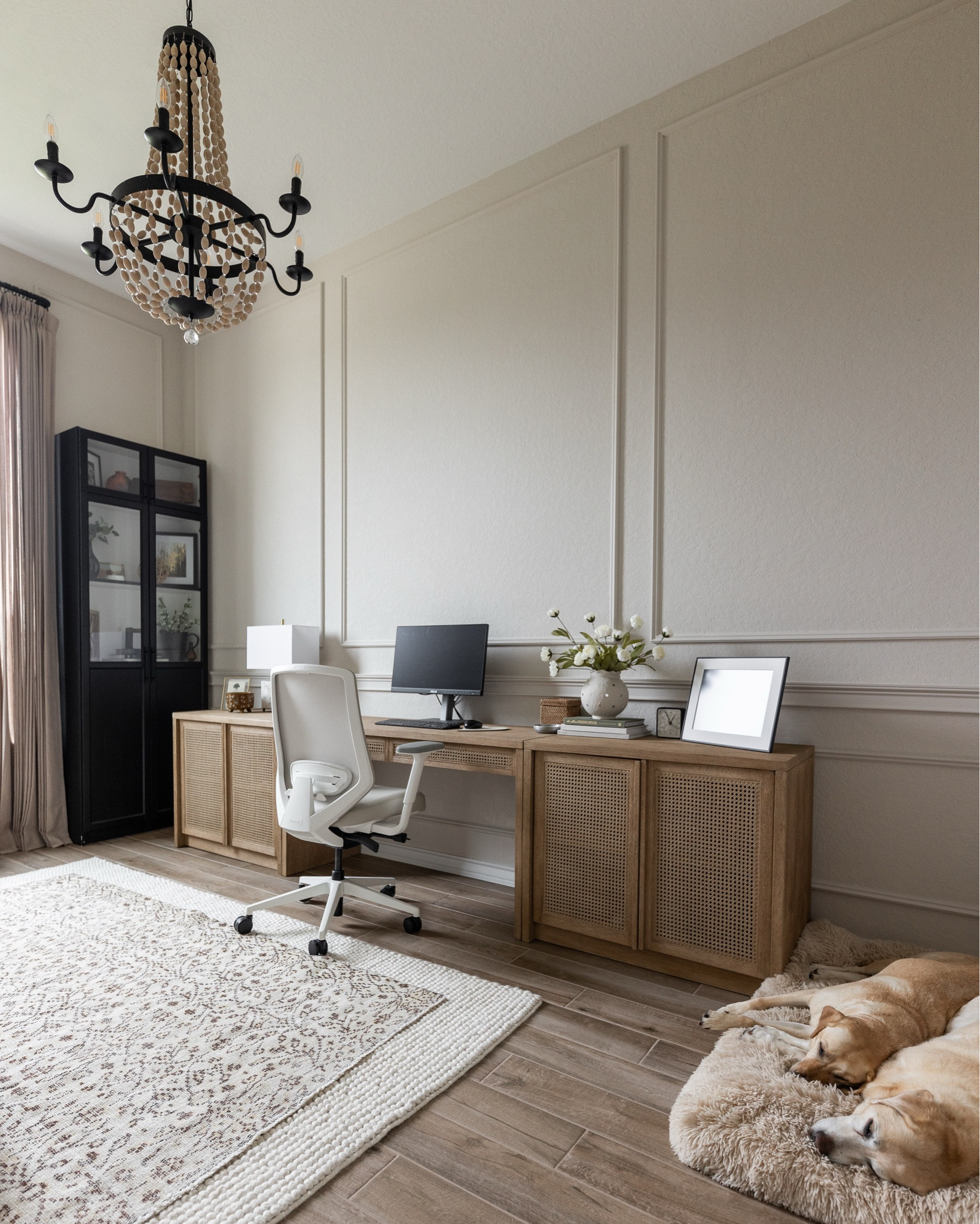 Home office refresh 🤍

Added picture frame molding, fresh paint, and a new desk… now to decide what to do with the wall above it.

Sharing everything in this space + similar finds to recreate the look.

#LTKSaleAlert #LTKHome