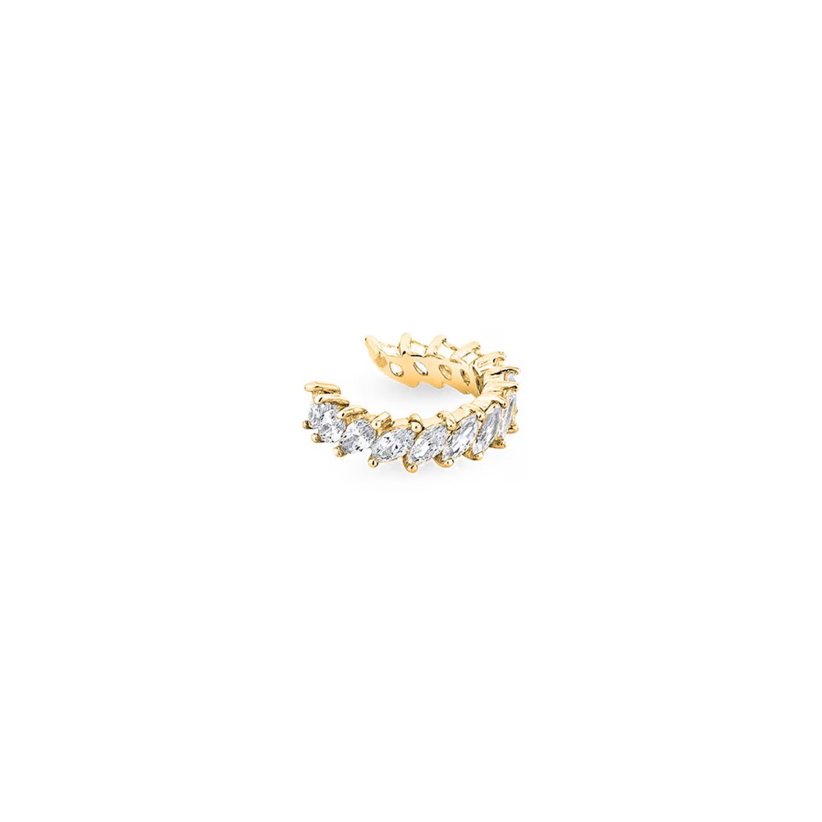 Emergence Ear Cuff With Man Made CZ Diamond Stimulant In Sterling Silver & 18K Gold Vermeil | Wolf & Badger