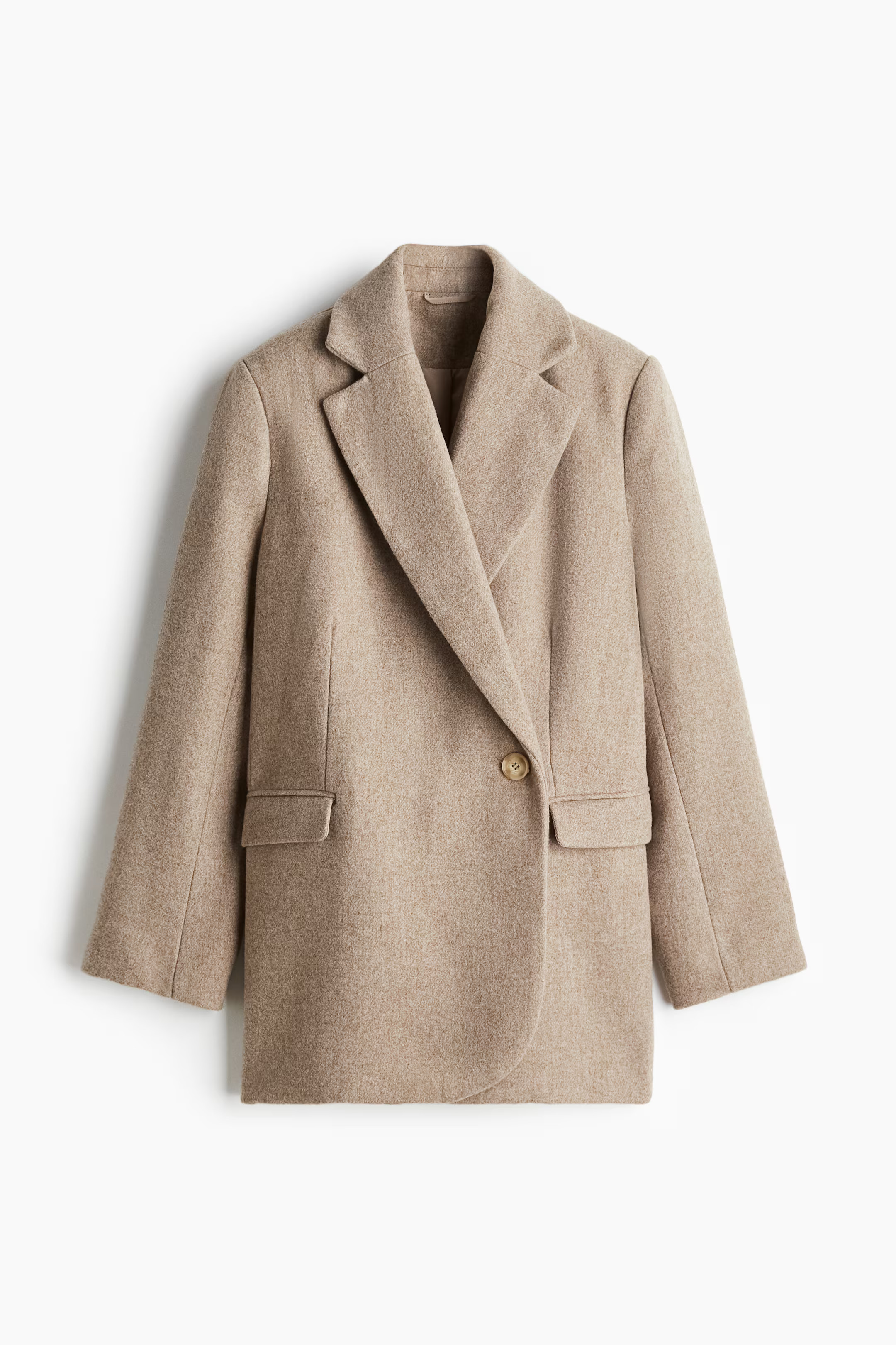 Brushed-Finish Twill Blazer - Beige melange - Ladies | H&M US | H&M (US + CA)
