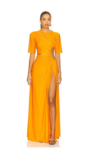 Sid Neigum for FWRD Gathered Slit Dress in Orange. - size XS | Revolve Clothing (Global)