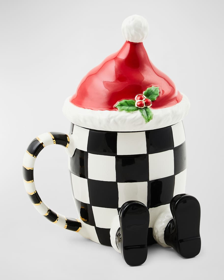 MacKenzie-Childs Cozy Christmas Lidded Santa Mug | Neiman Marcus